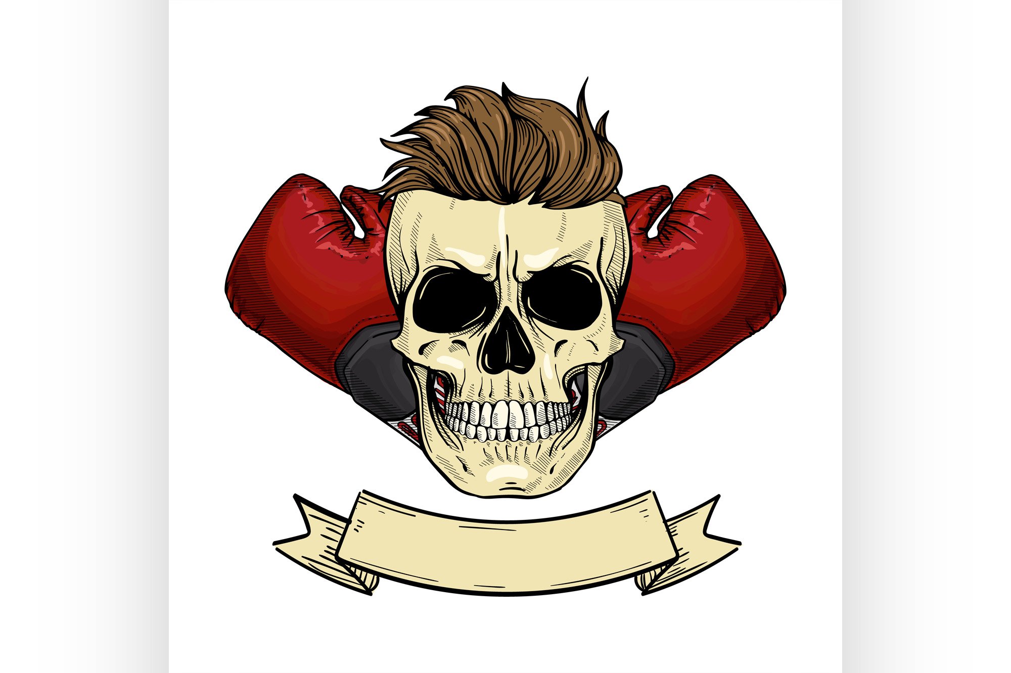 Color angry skull with boxing gloves (847642) Illustrations Design
