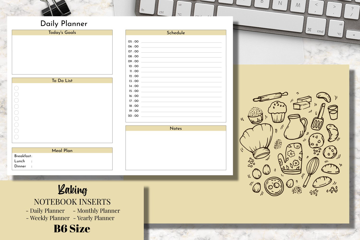 Baking B6 Size Notebook Inserts Planner