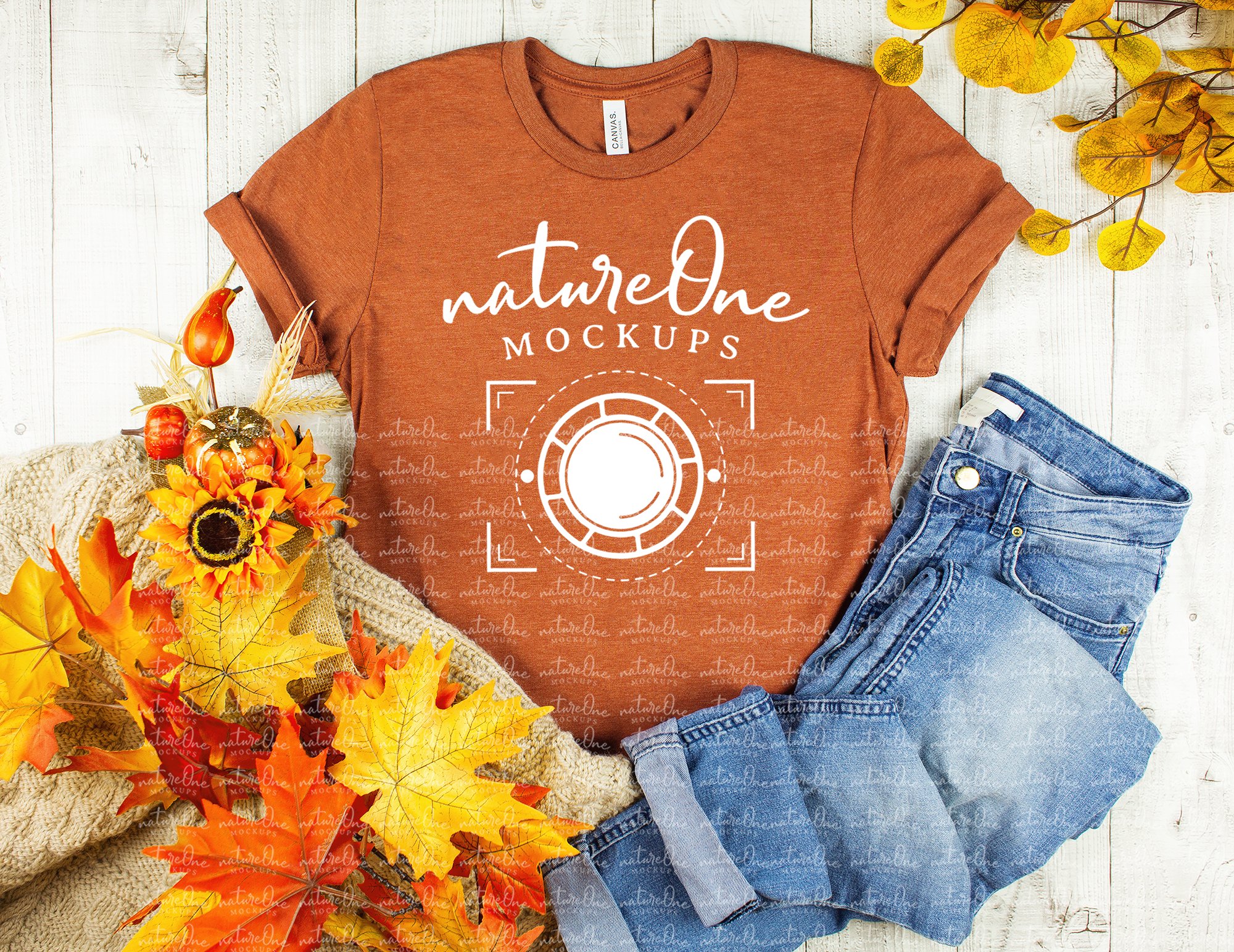 Fall Mockup Bundle Bella Canvas 3001 TShirt Halloween