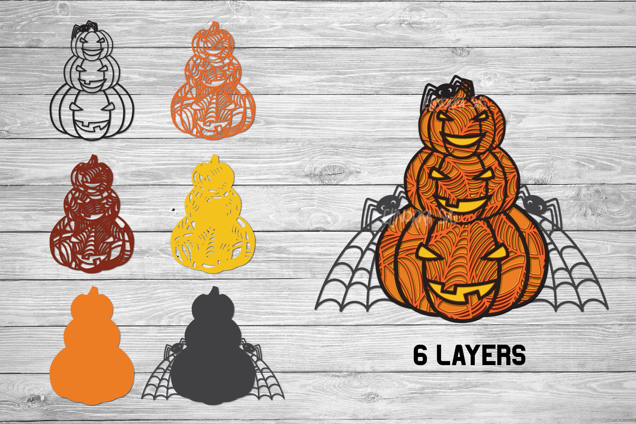 Halloween SVG 3D Layered | Multi Layer Pumpkin svg Cut File (905802