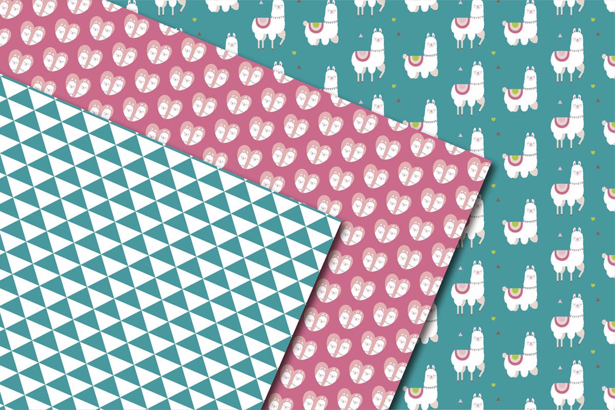 Llama digital paper pack, cactus scrapbook pages, alpaca (630647 ...