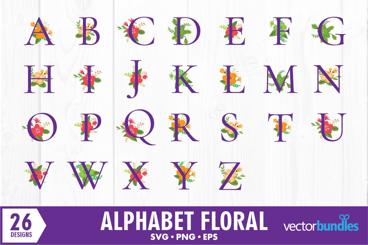 Alphabet floral svg cut file (732995) Cut Files Design Bundles