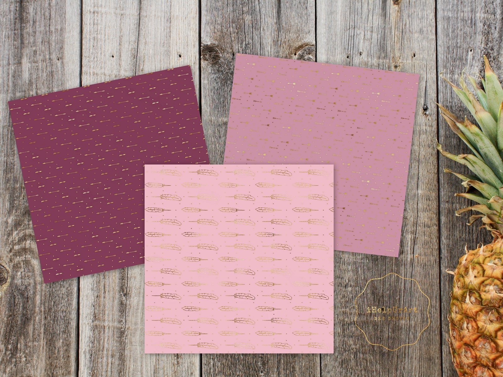Blush Pink and Burgundy Papers (122079) | Backgrounds | Design Bundles