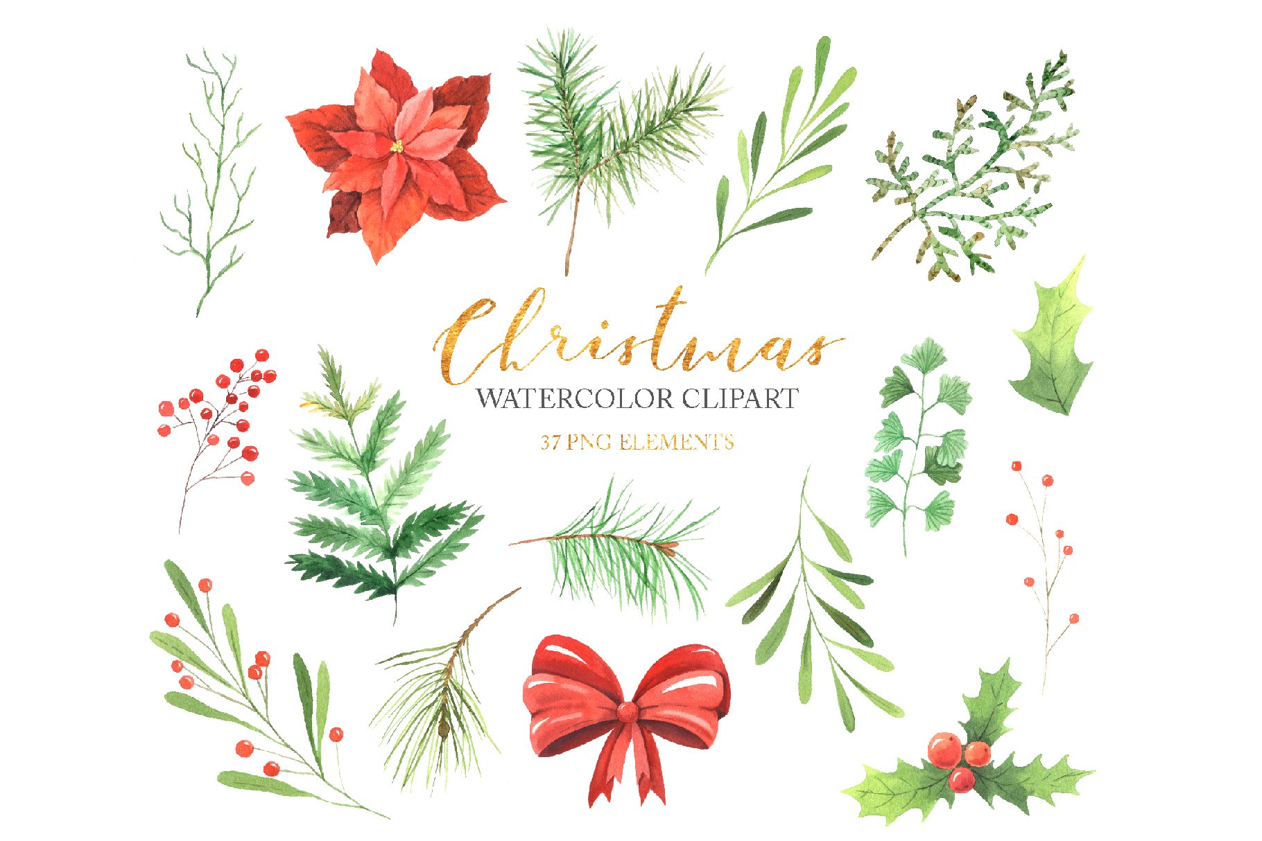 Download BUNDLE Watercolor Cute Christmas Clipart (403191 ...