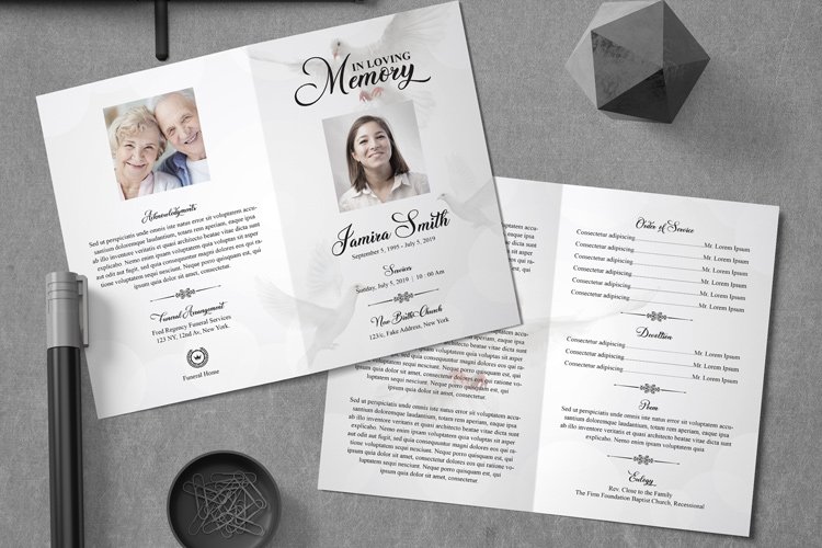 Funeral Program Template 257130 Customizable Templates Design Bundles