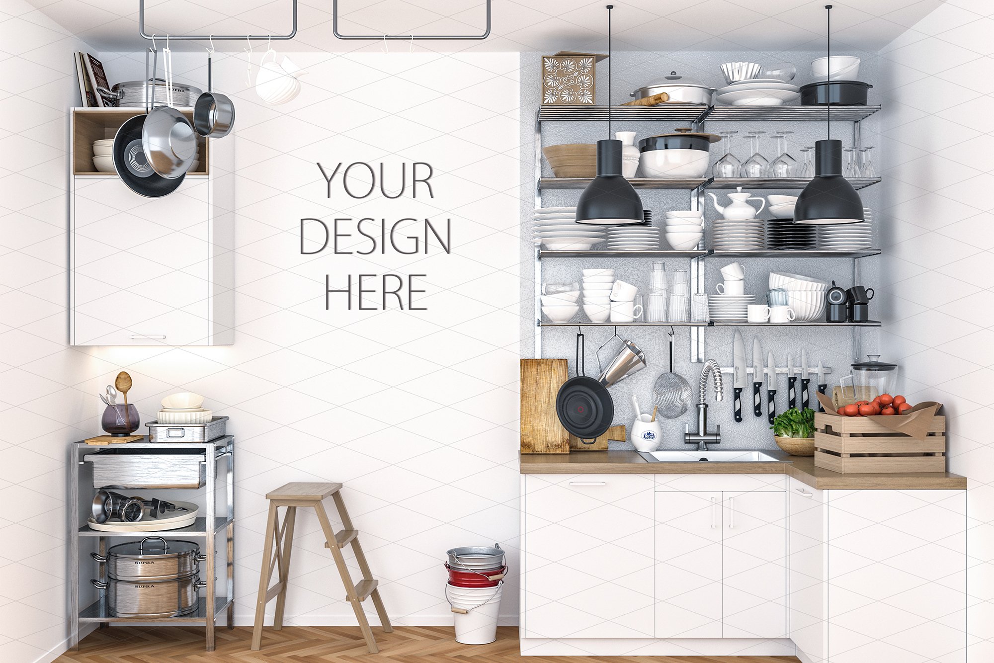 Interior mockup - artwork background - kitchen (219552) | Mockups