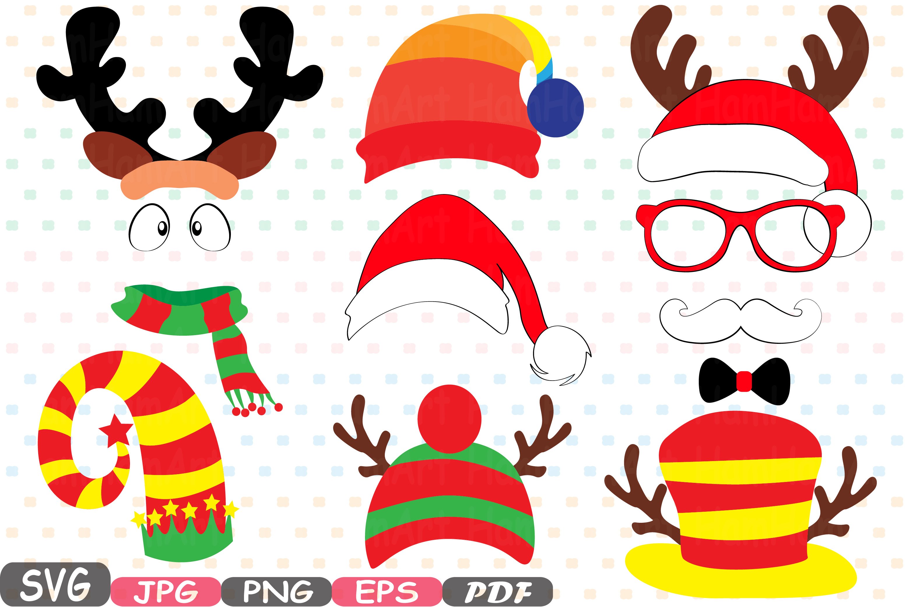Christmas Props Party Photo Booth bundle svg 8p (66367) | SVGs | Design ...