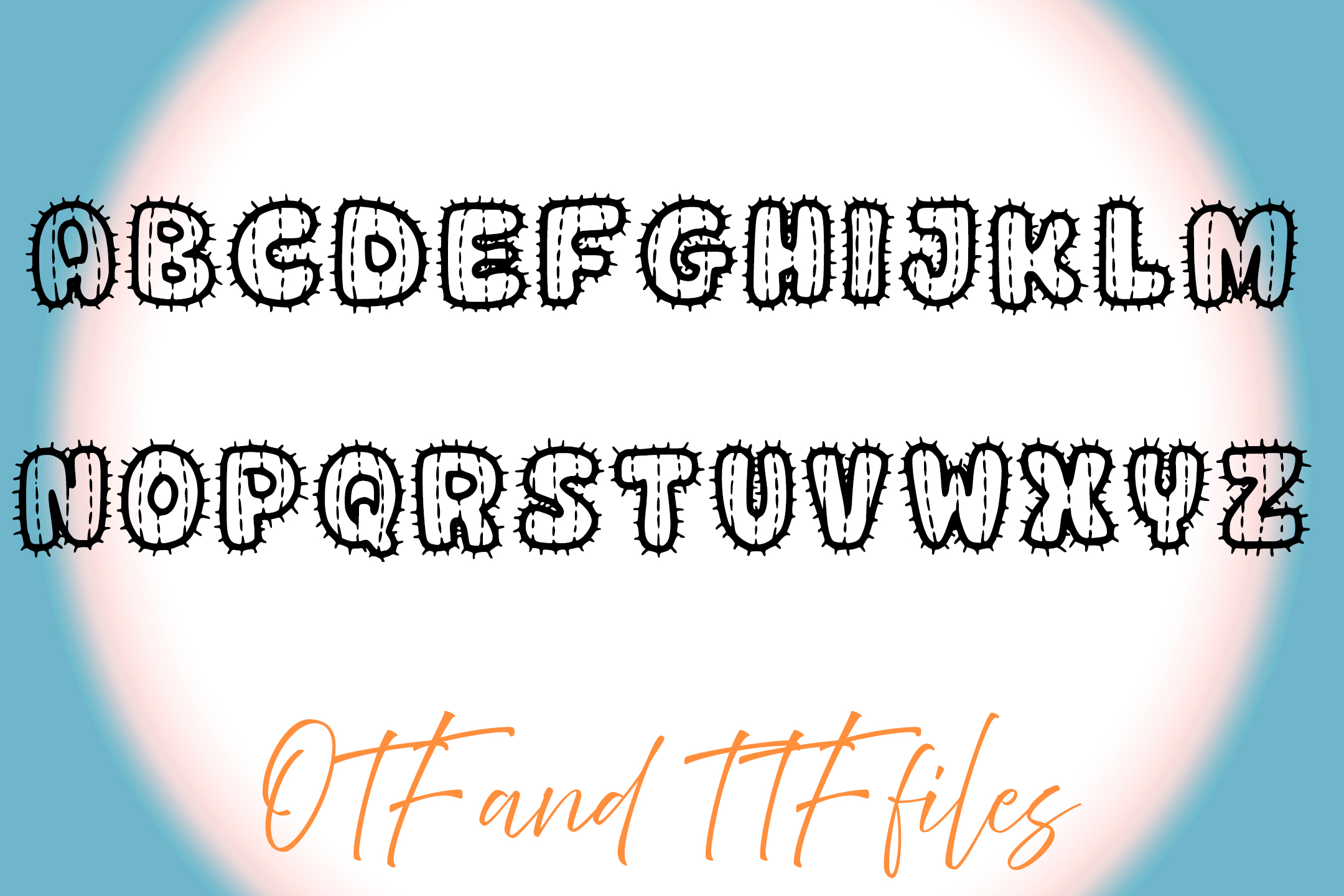Cactus Illustrations Spiky OTF TTF Typeface Font Lettering