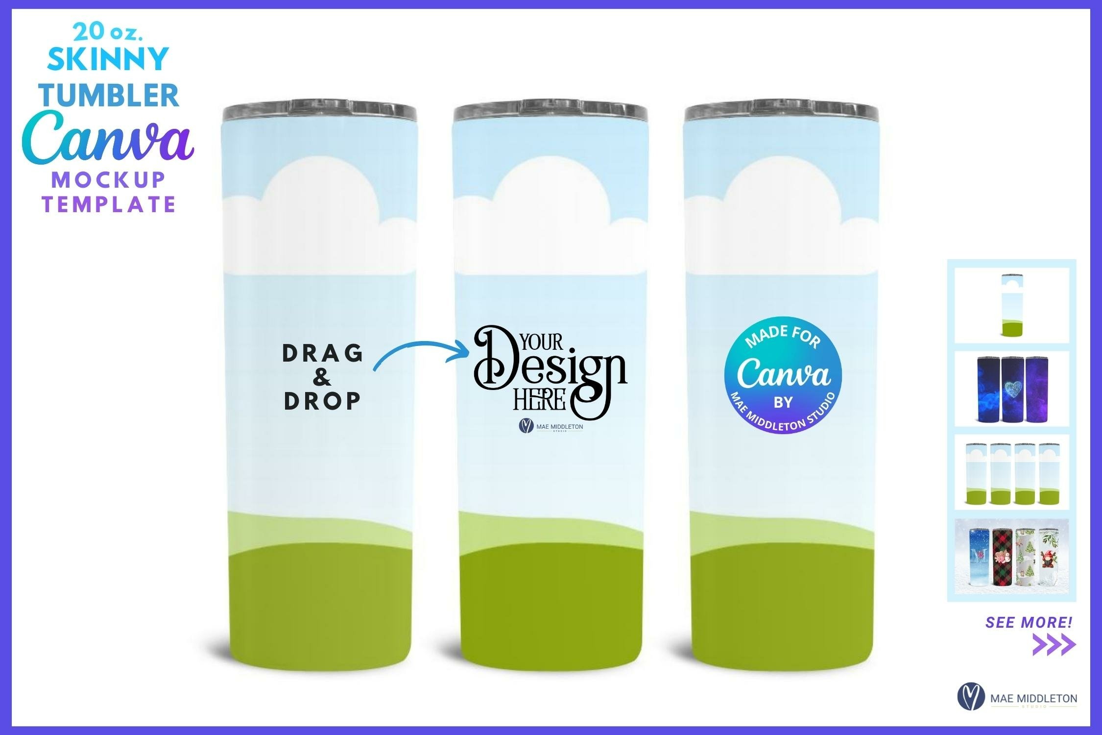 Canva Mockup Skinny Tumbler | 8 Canva Drag & Drop Templates