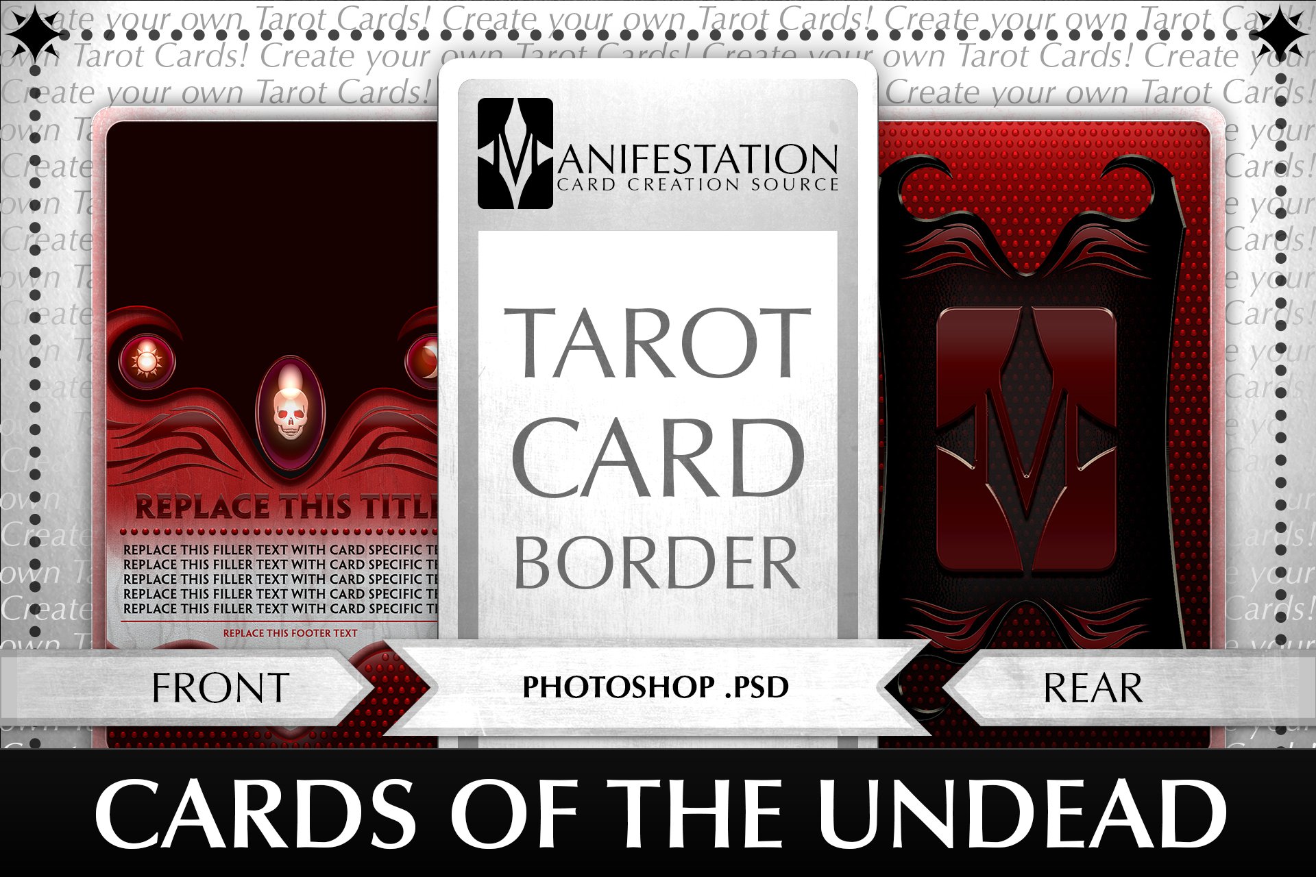 Tarot Card Border: Cards of the Undead (2141235) | Customizable Templates |  Design Bundles