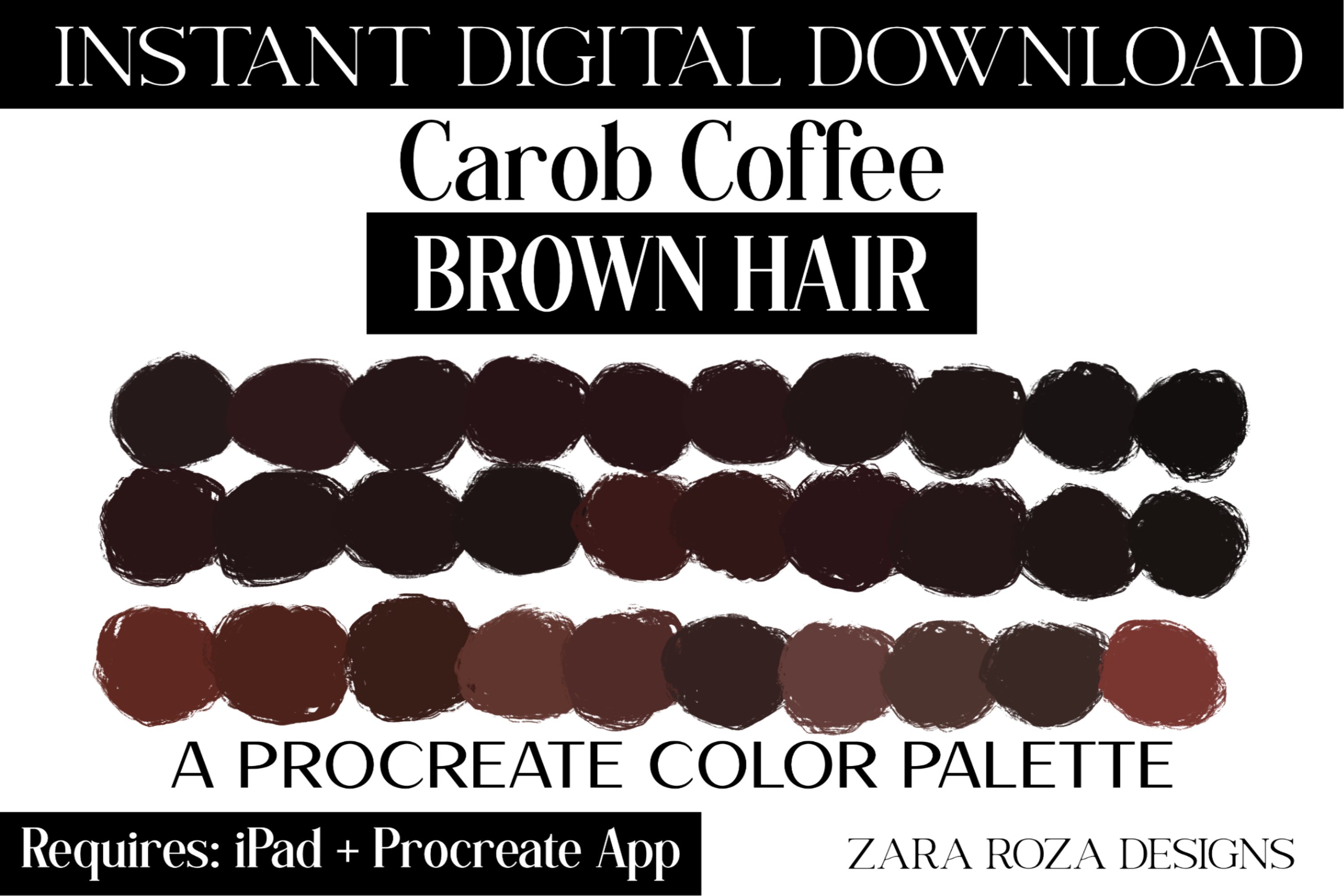 Carob Coffee Brown Hair Colors Procreate Color Palette (1879901) | Procreate  palettes | Design Bundles