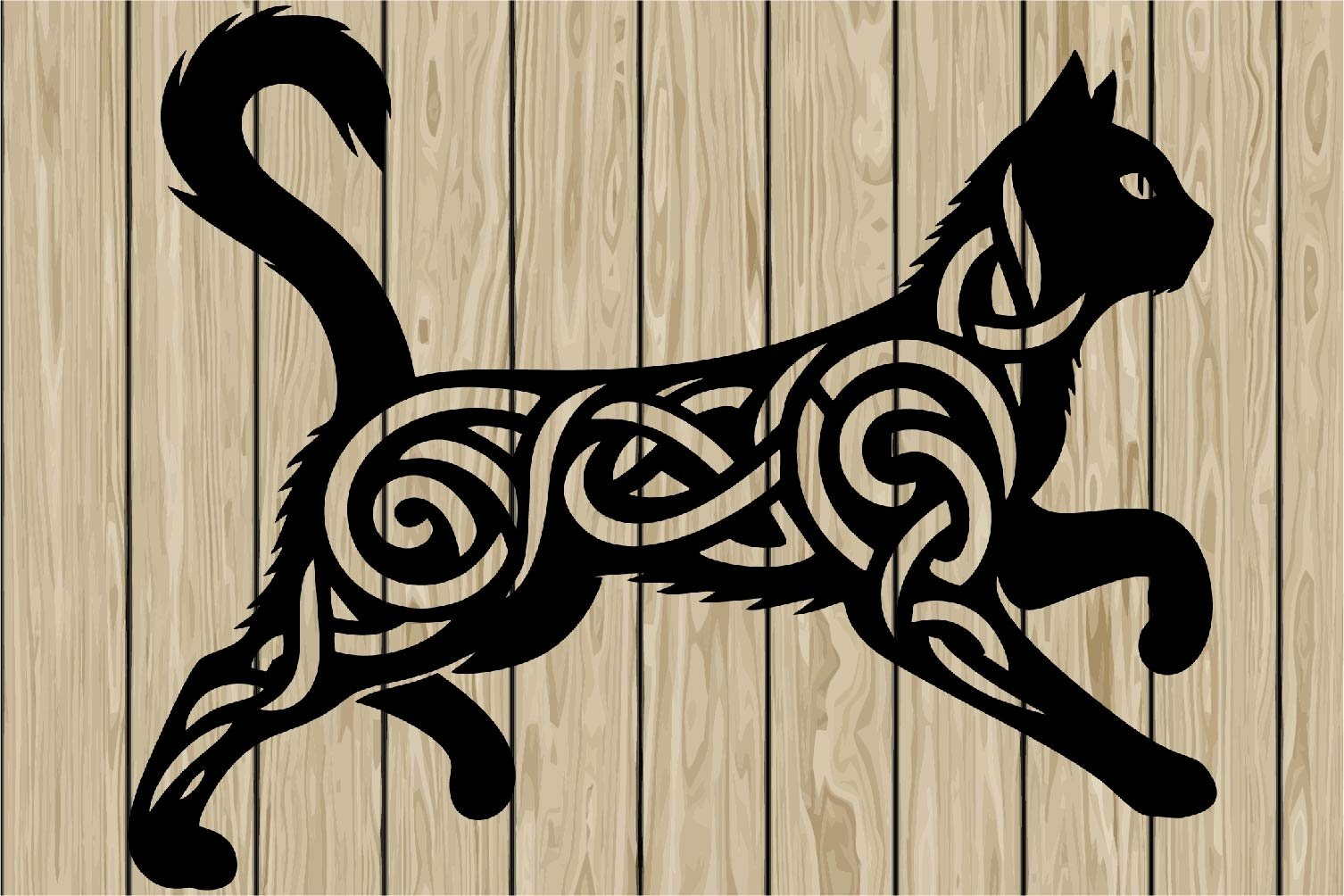 Cat running celtic stencil silhouette SVG (4372724), image size:1506x1004
