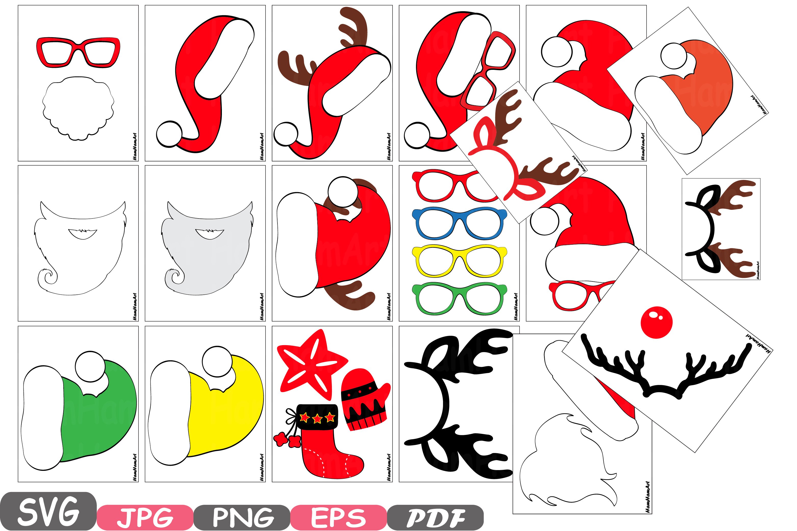 Christmas Props Party Photo Booth bundle svg 10p (66357) | SVGs ...