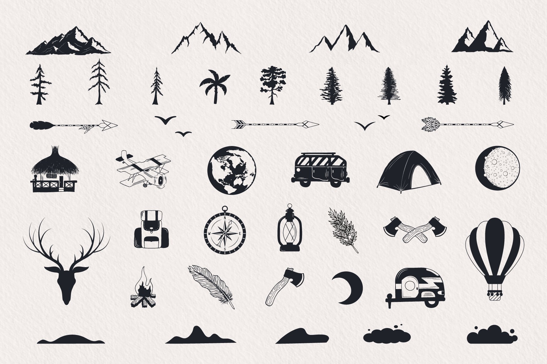 Hand drawn Wanderlust Bundle (1016723) Illustrations Design Bundles