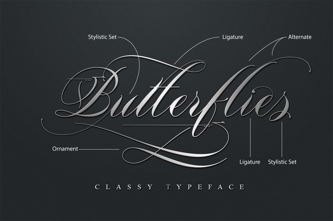 Butterflies (24491) Script Font Bundles
