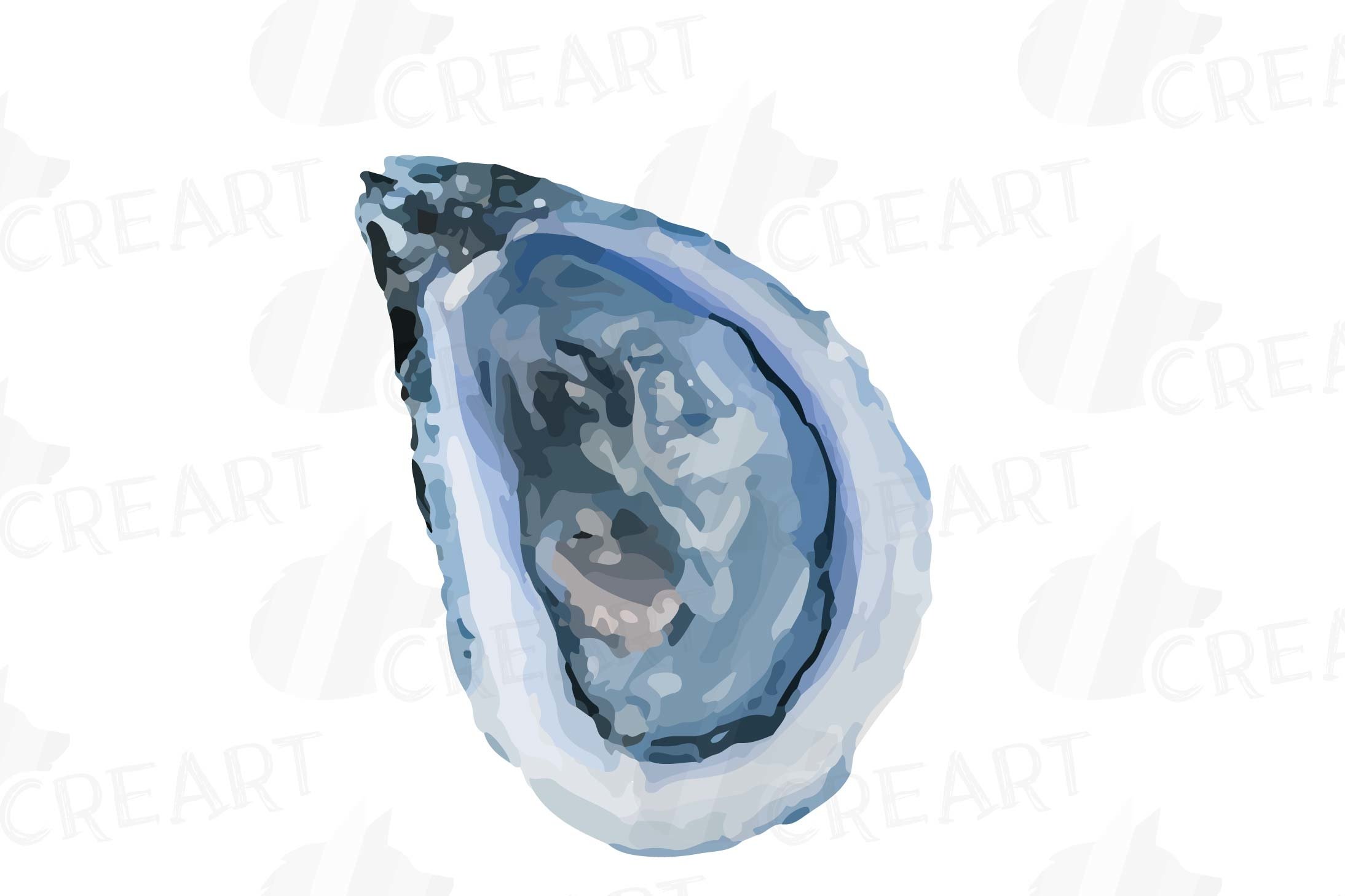 Oyster watercolor clip art pack, seafood illustration collec (105325 ...