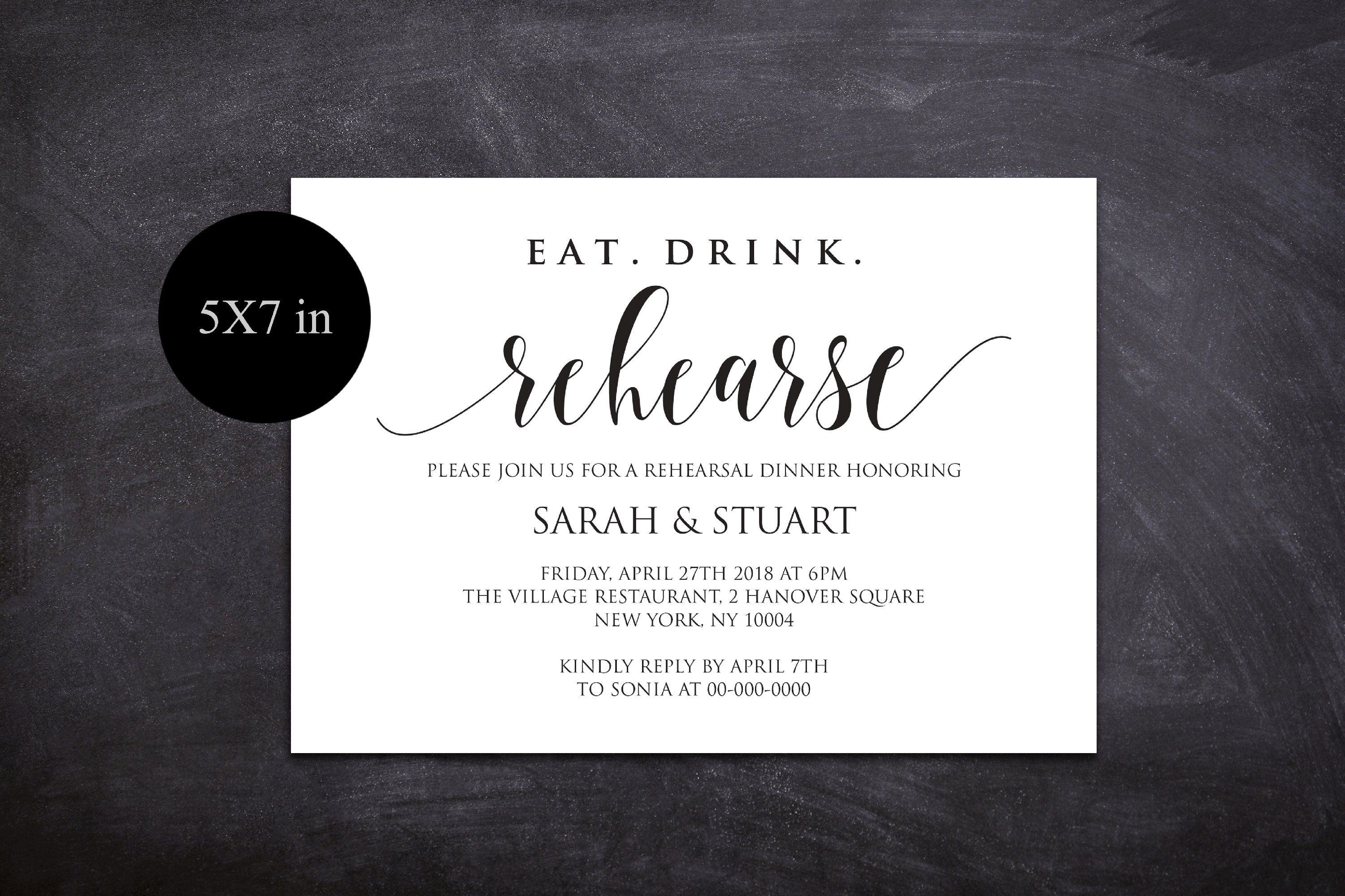 Eat Drink Rehearse Rehearsal dinner invitation template (358507) Card