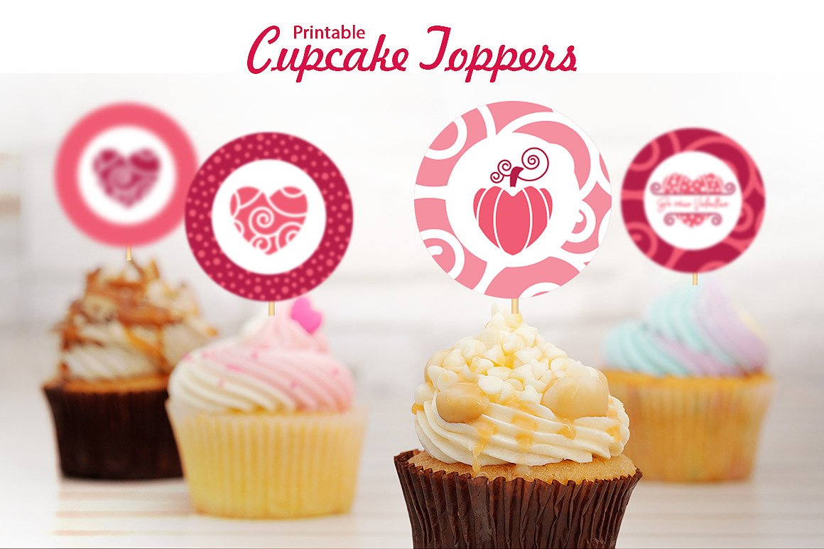 Valentine's Printable Cupcake Toppers (192306) | Paper Cutting | Design ...