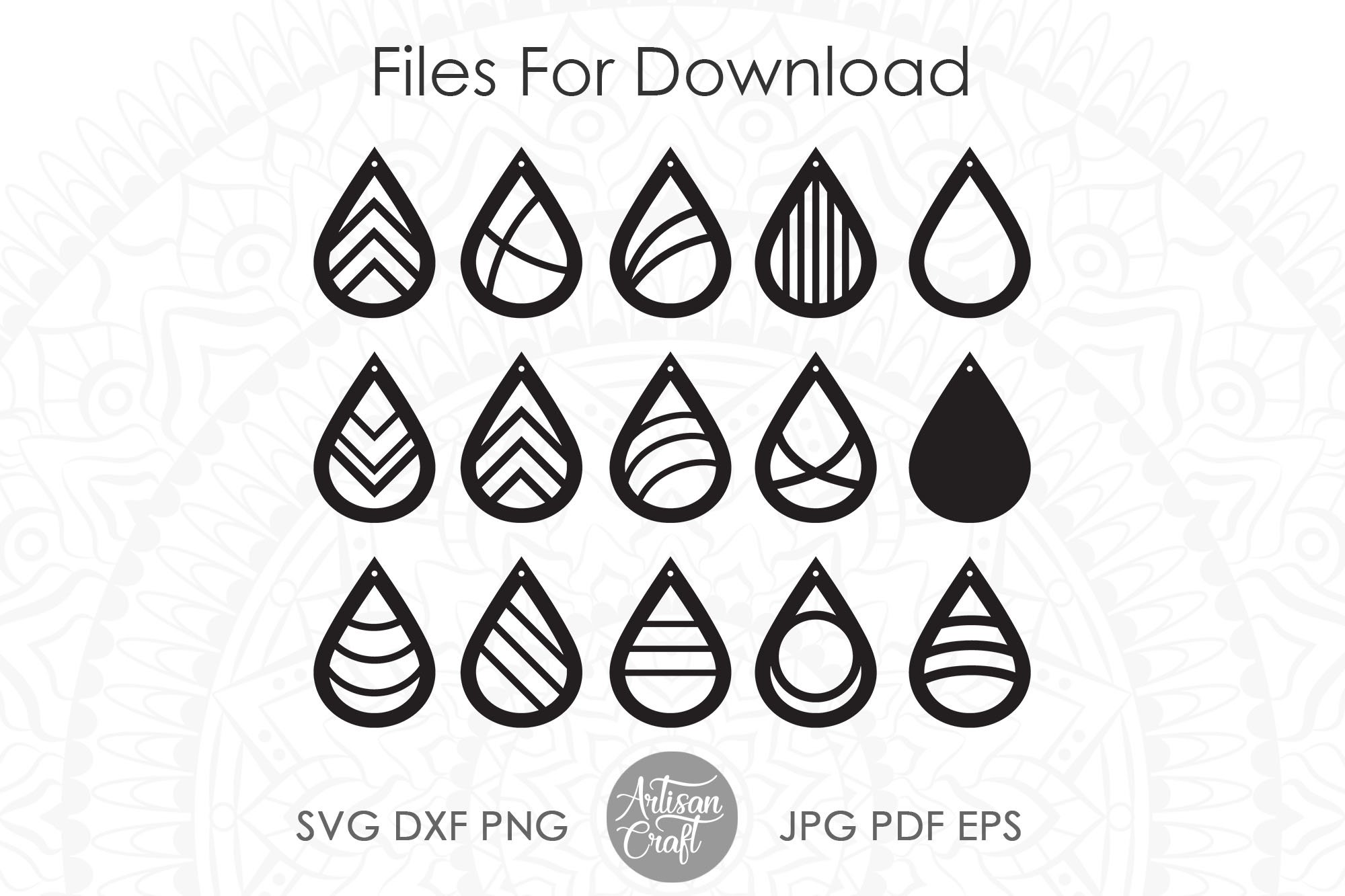 Earrings SVG Cut File for making teardrop earrings (995382) | Cut Files ...