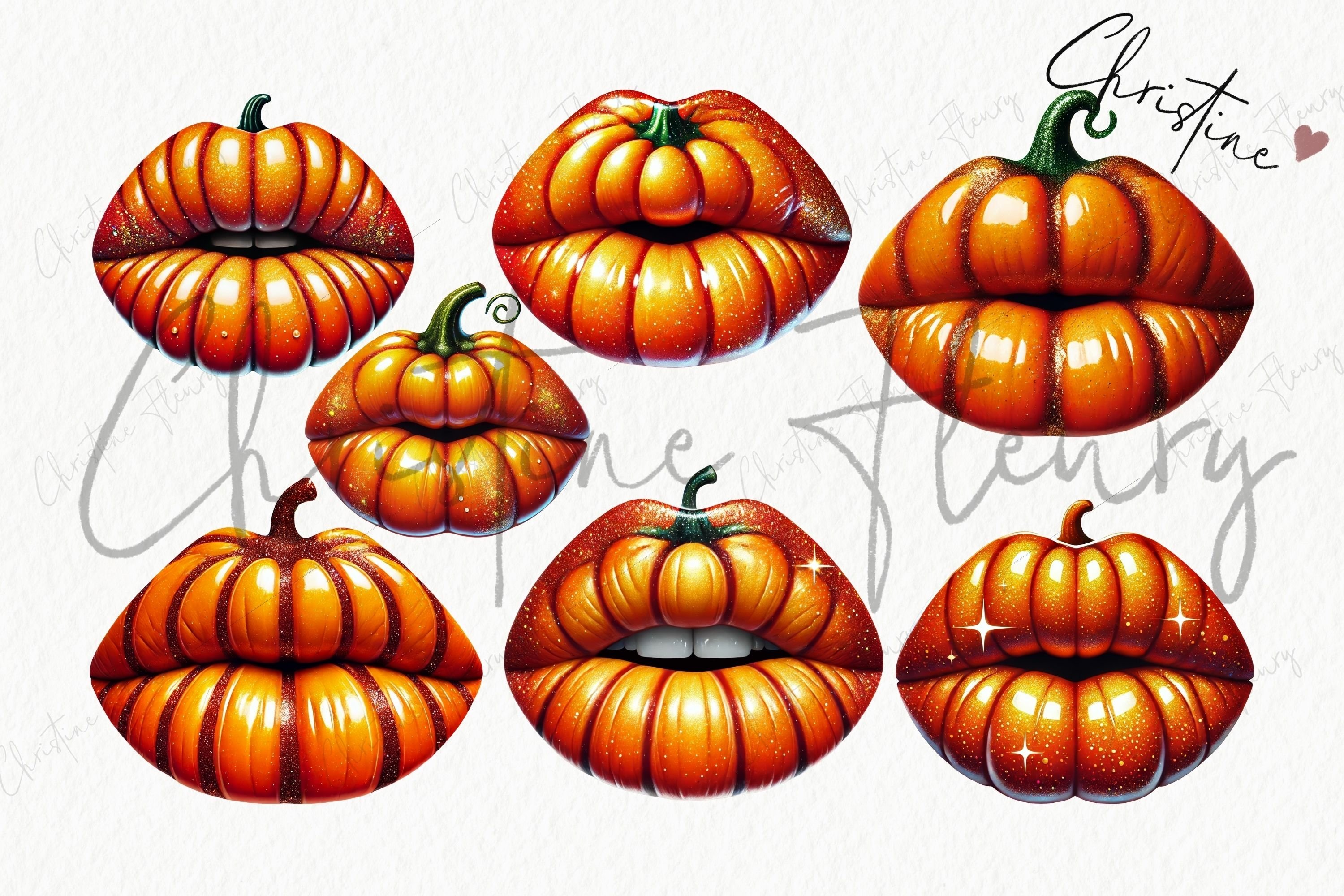 Pumpkin Lips Clipart | Fall PNG, image size:3000x2000