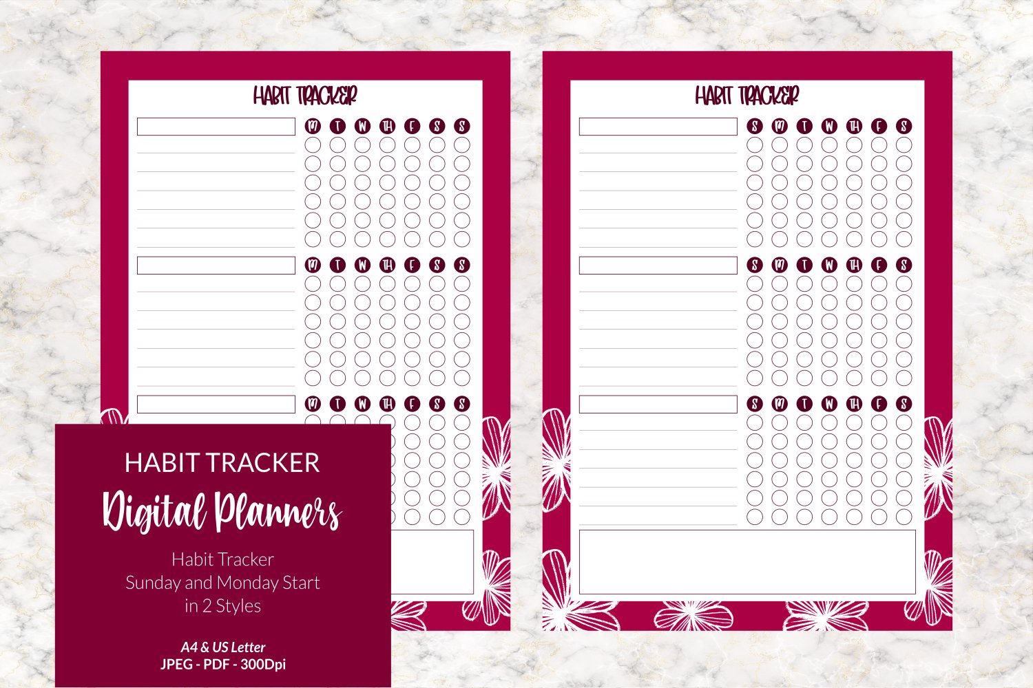 Habit Tracker Digital Planners