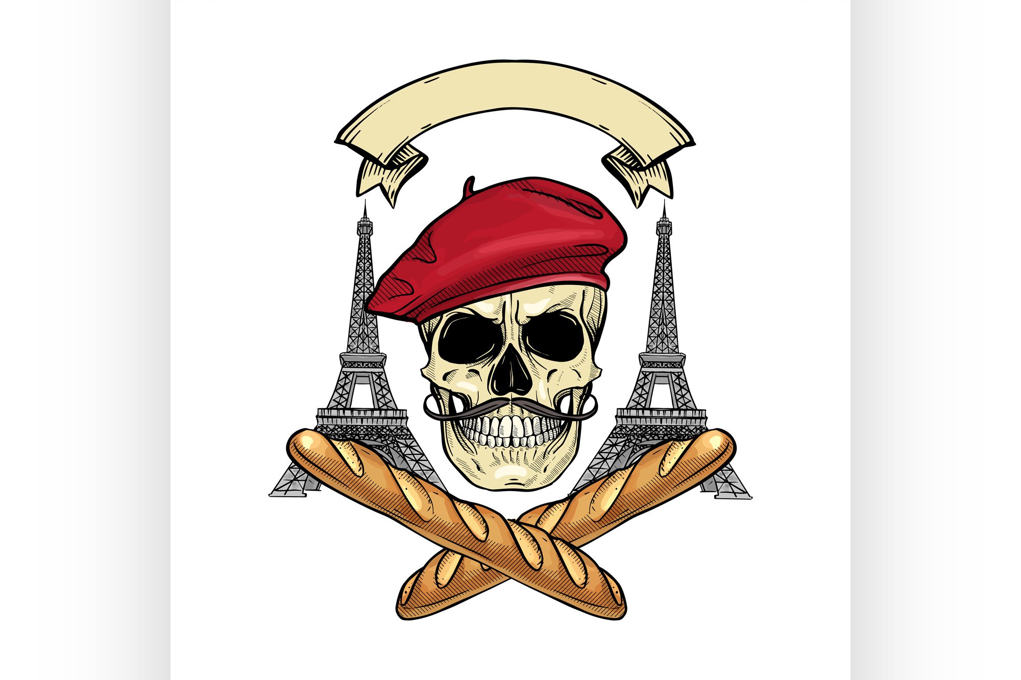 Sketch, french skull (851359) Illustrations Design Bundles