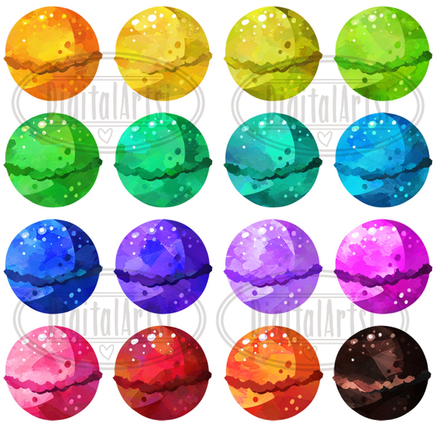 Instant Download Faux Watercolor Bath Bombs Watercolor Bath Bombs Clipart Grooming Pampering Download
