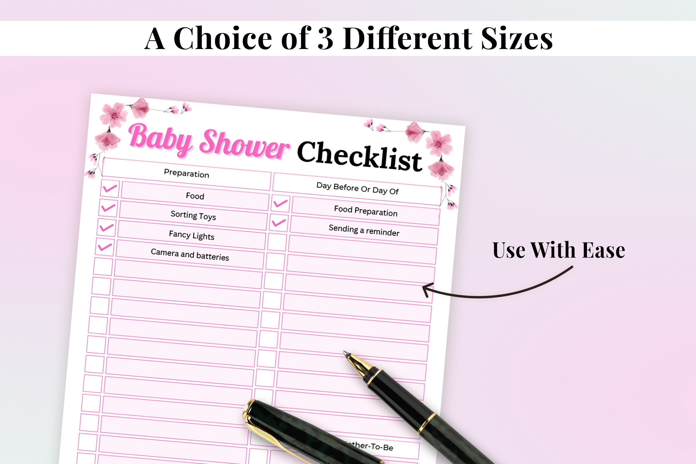 Shower List Free Printable 5 Week Baby Shower Checklist And Notes