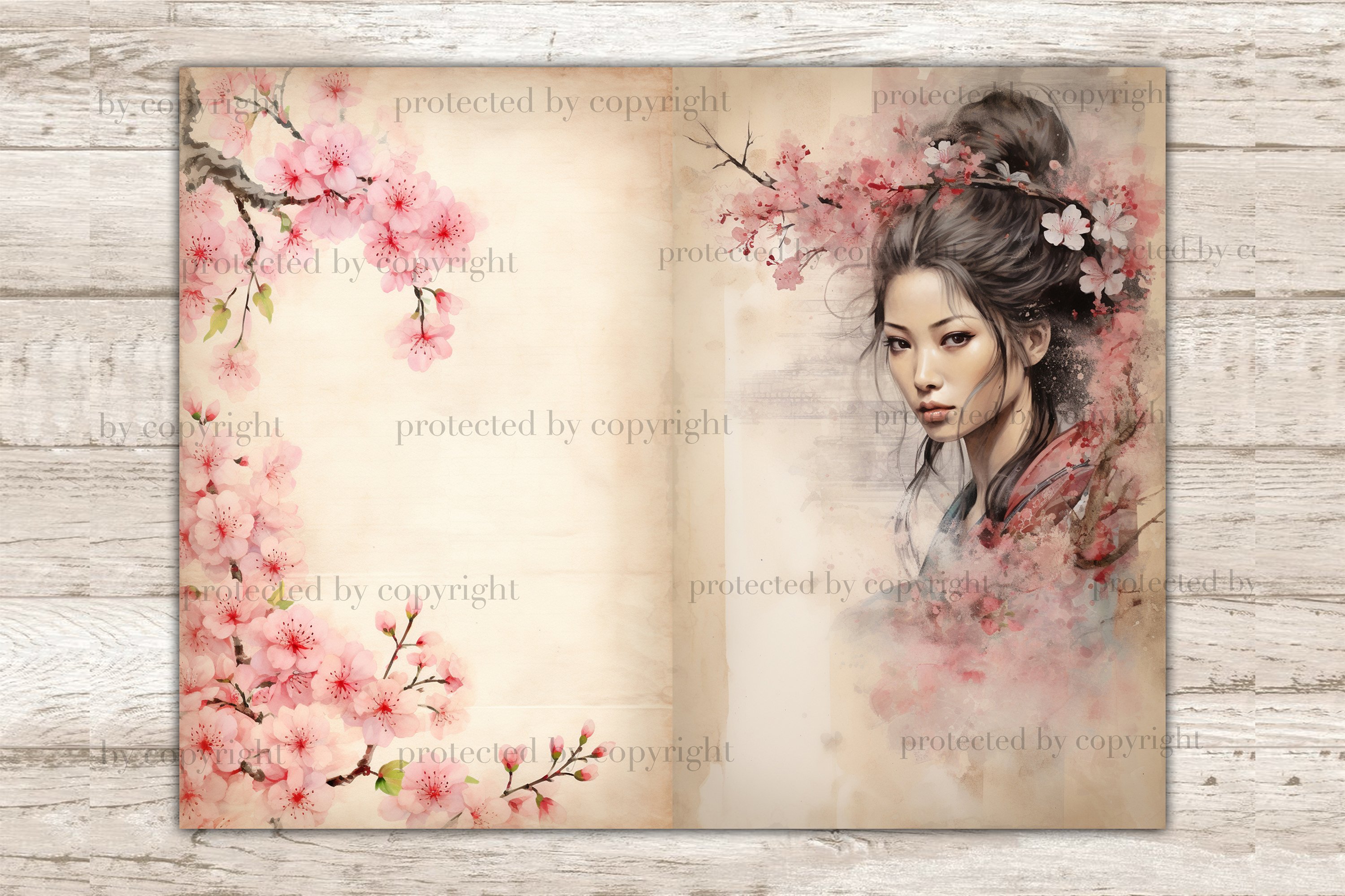 Cherry Blossom Junk Journal Pages | Sakura Picture Collage
