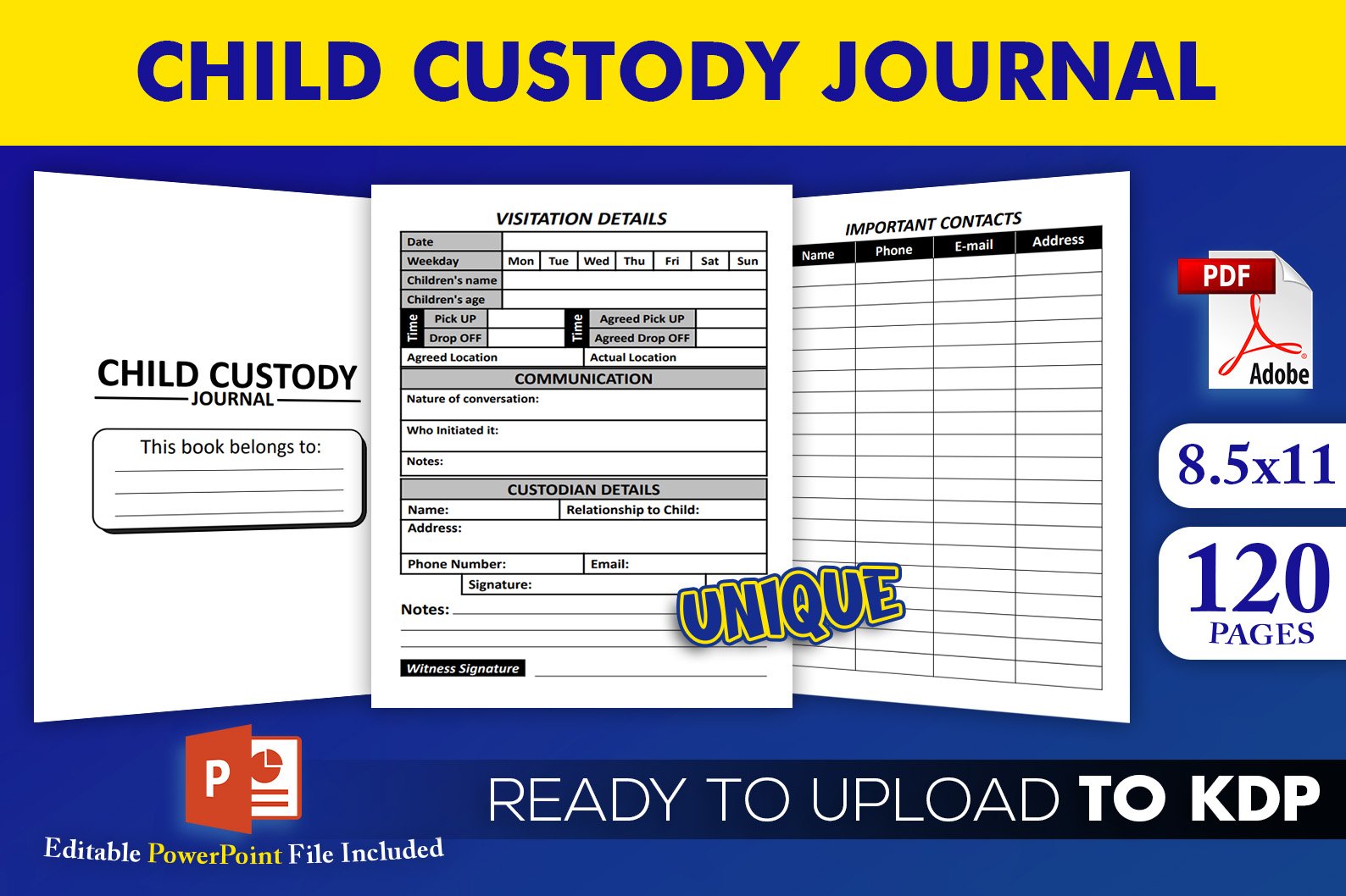 Child Custody Journal Diary | KDP Interior Template Editable