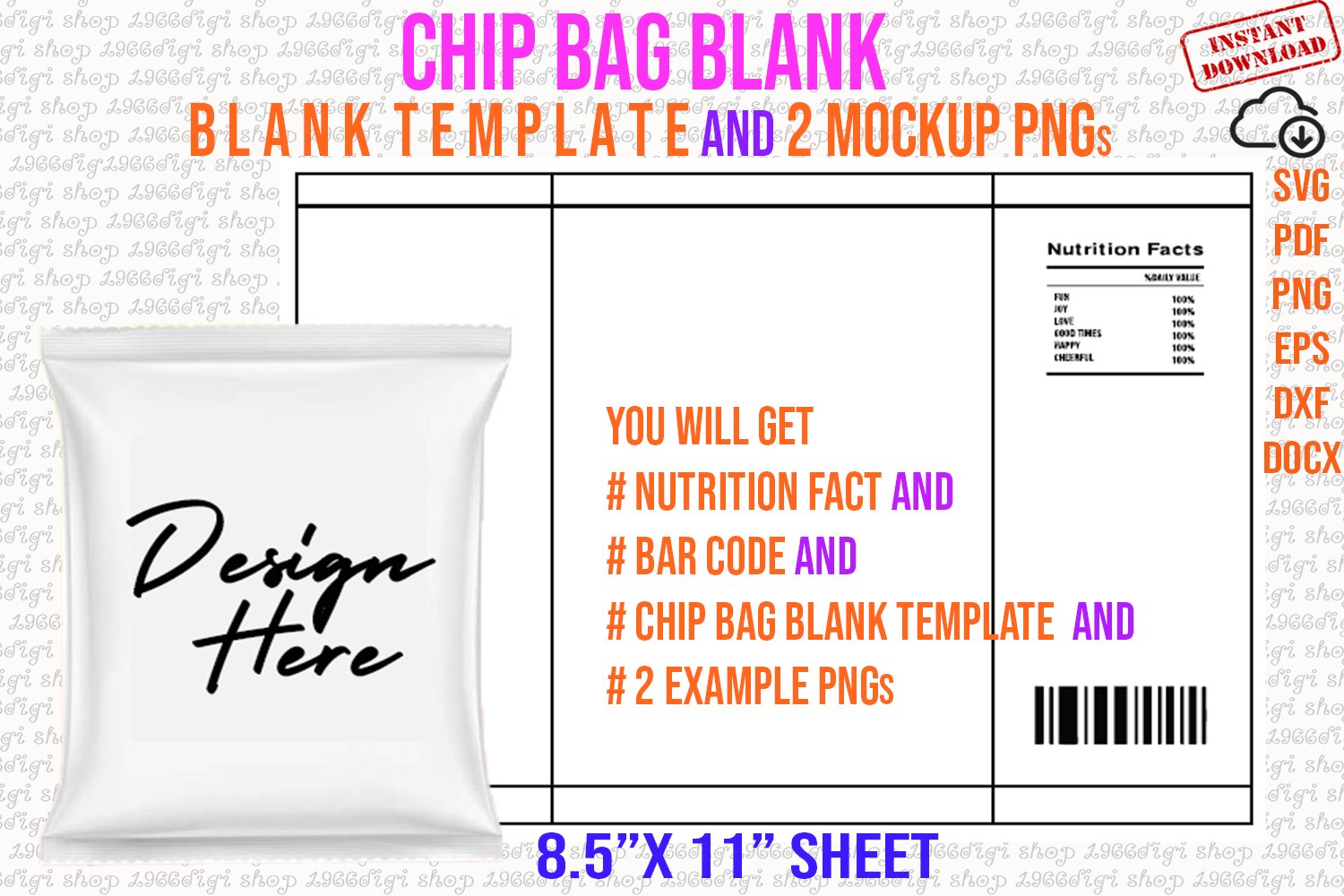 Chip Bag Template (2225757) | Customizable Templates | Design Bundles