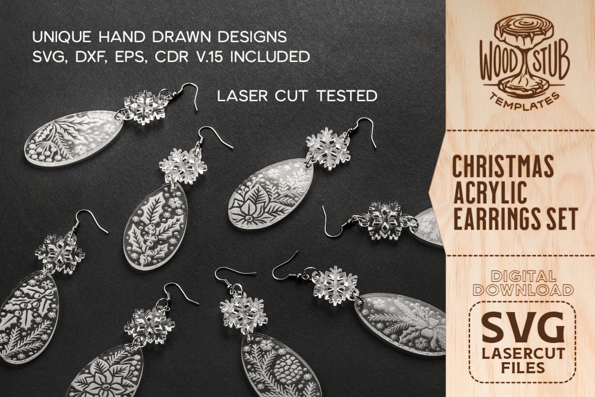 Christmas Earrings SVG, Christmas Earrings Bundle, (2070632), image size:1200x800