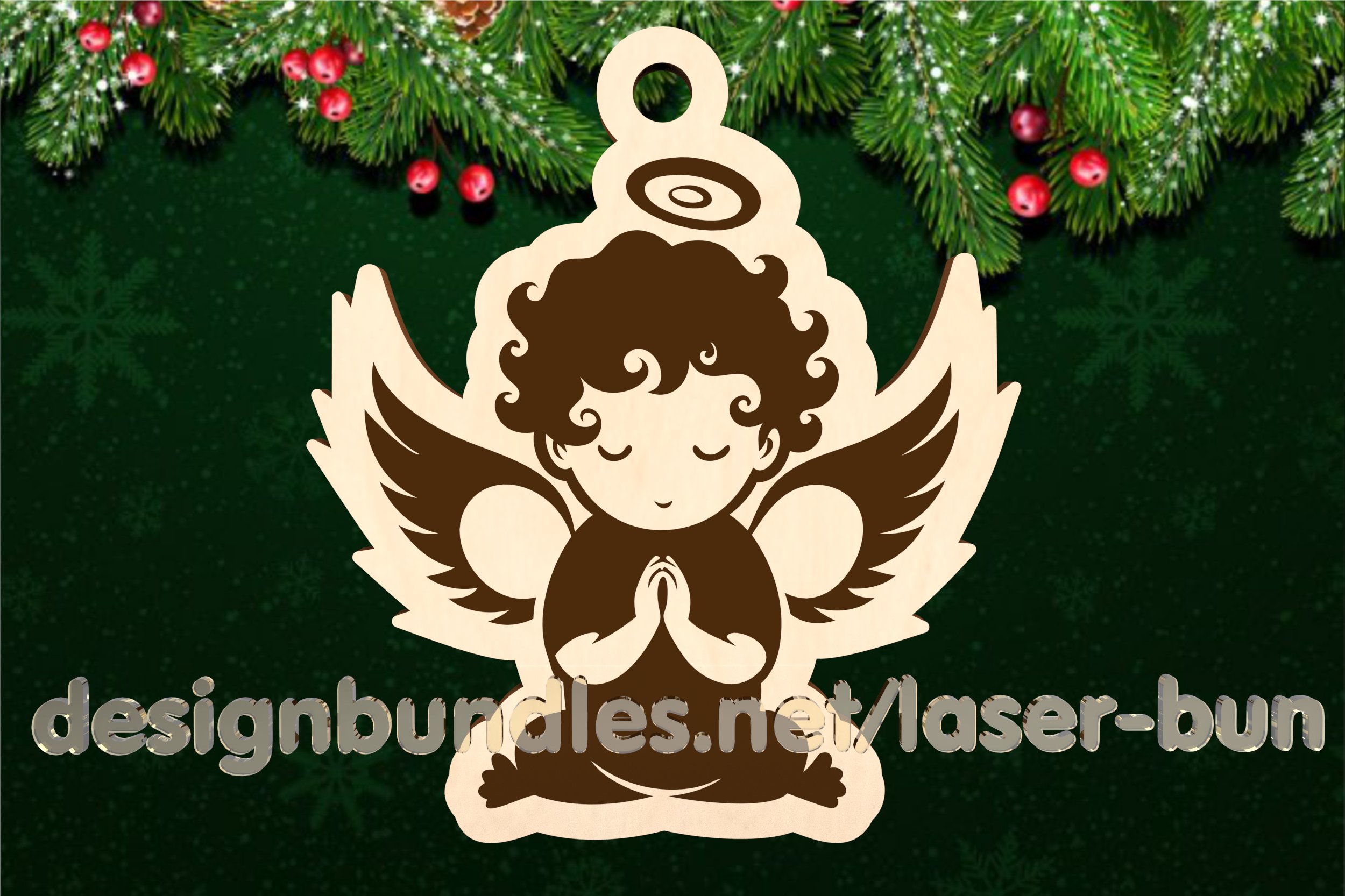 Christmas Angel Ornaments Laser cut engraved SVG (4442175), image size:2500x1666