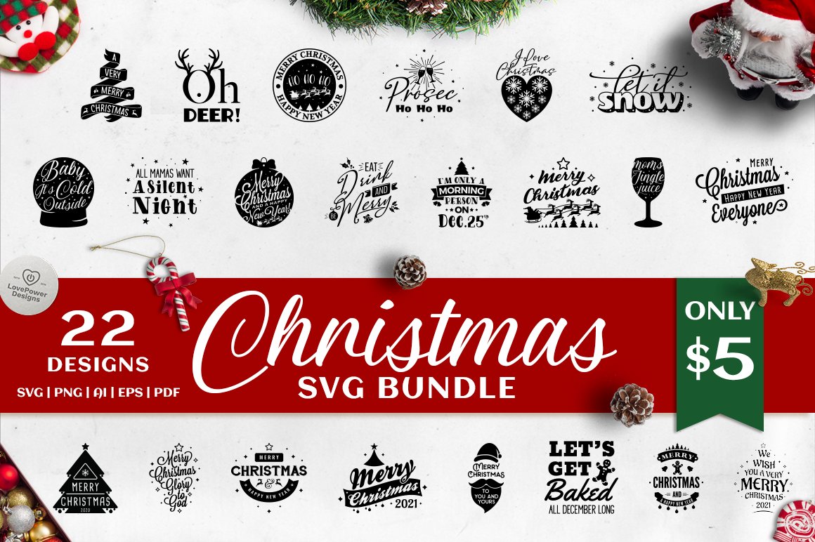 Christmas Bundle SVG | Bundle 22 Christmas SVG Designs