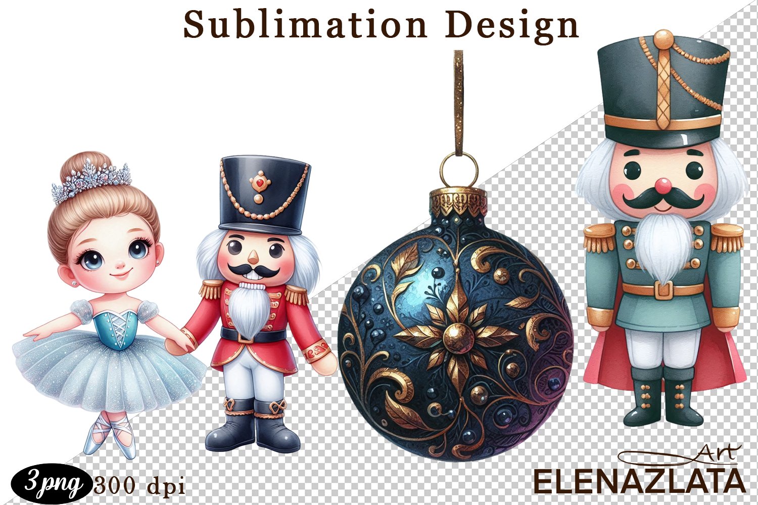 Watercolor Christmas Nutcracker Clipart, (4942691), image size:1500x1000