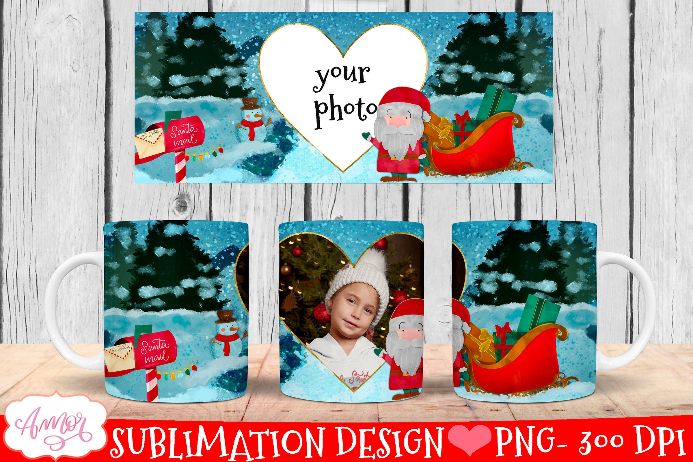 Christmas photo mug template