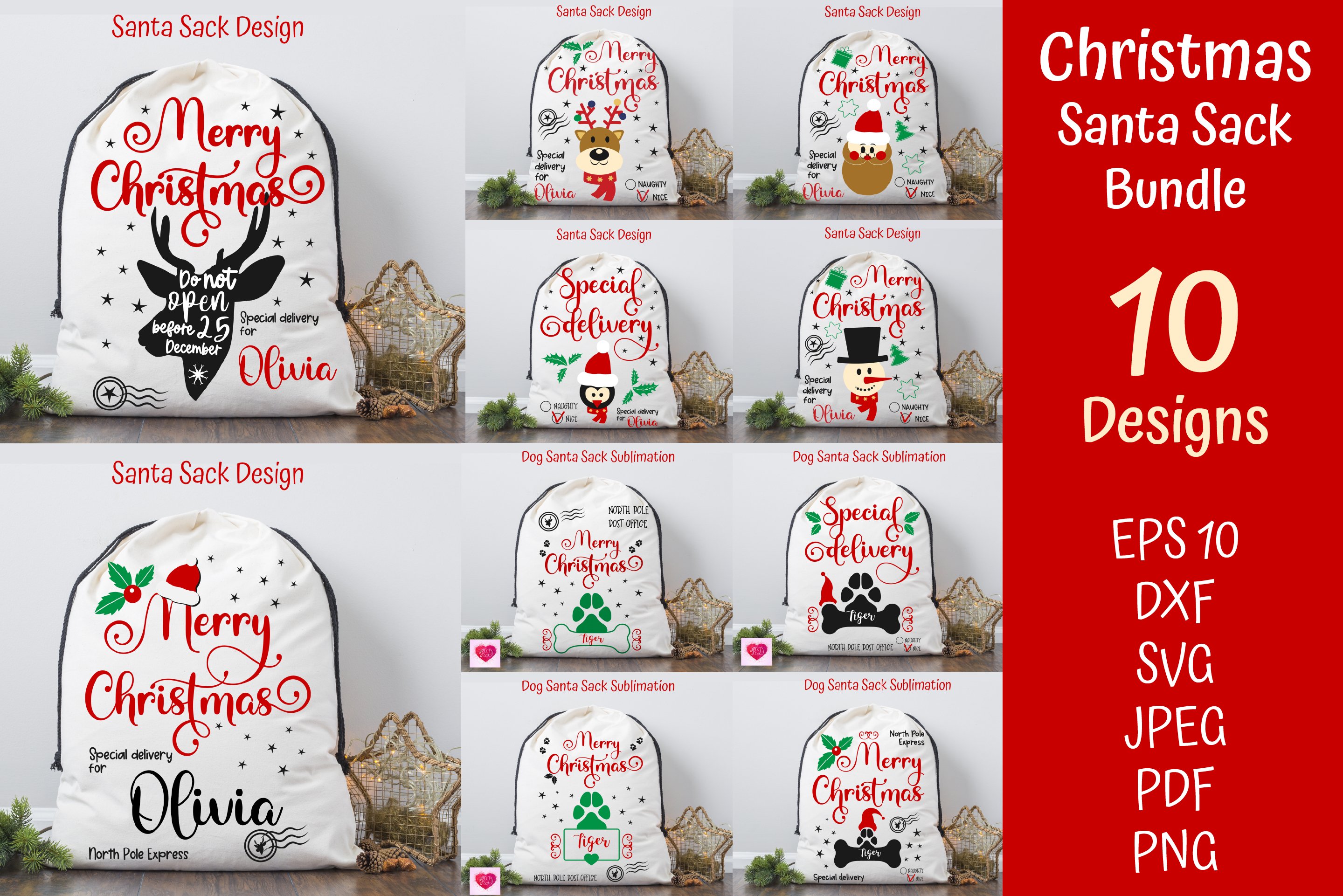 Christmas Gift Bag. Snowman Christmas Santa Sack SVG