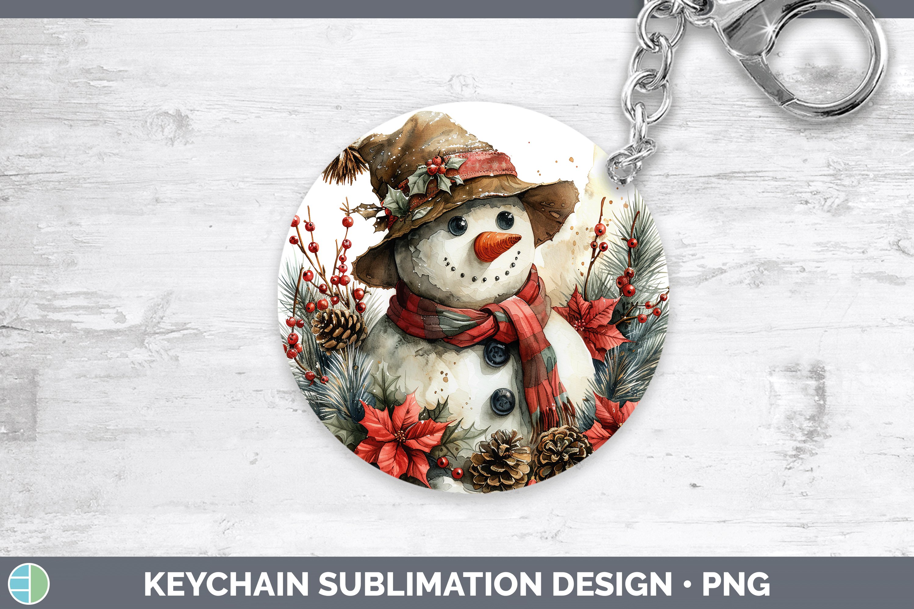 Christmas Snowman Keychain Sublimation Keyring Designs