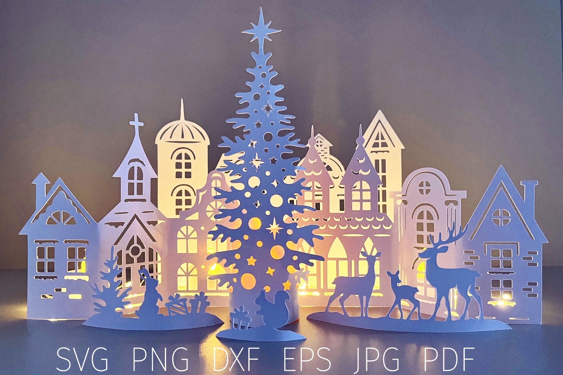 christmas-village-svg-template-3d-christmas-scene-papercut