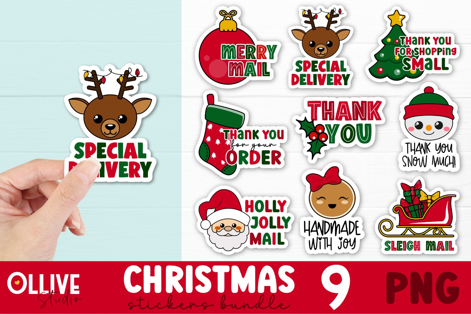Christmas Business Stickers Bundle PNG | Thank You Sticker (2222232) |  Stickers | Design Bundles