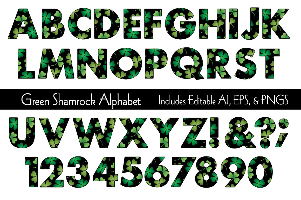 cm shamrock alphabet preview 593bcddb7932834373721e1a788434cfd5a27a7a7e40e90af1ebcb9d1a68c667 shamrock pattern digital alphabet clipart