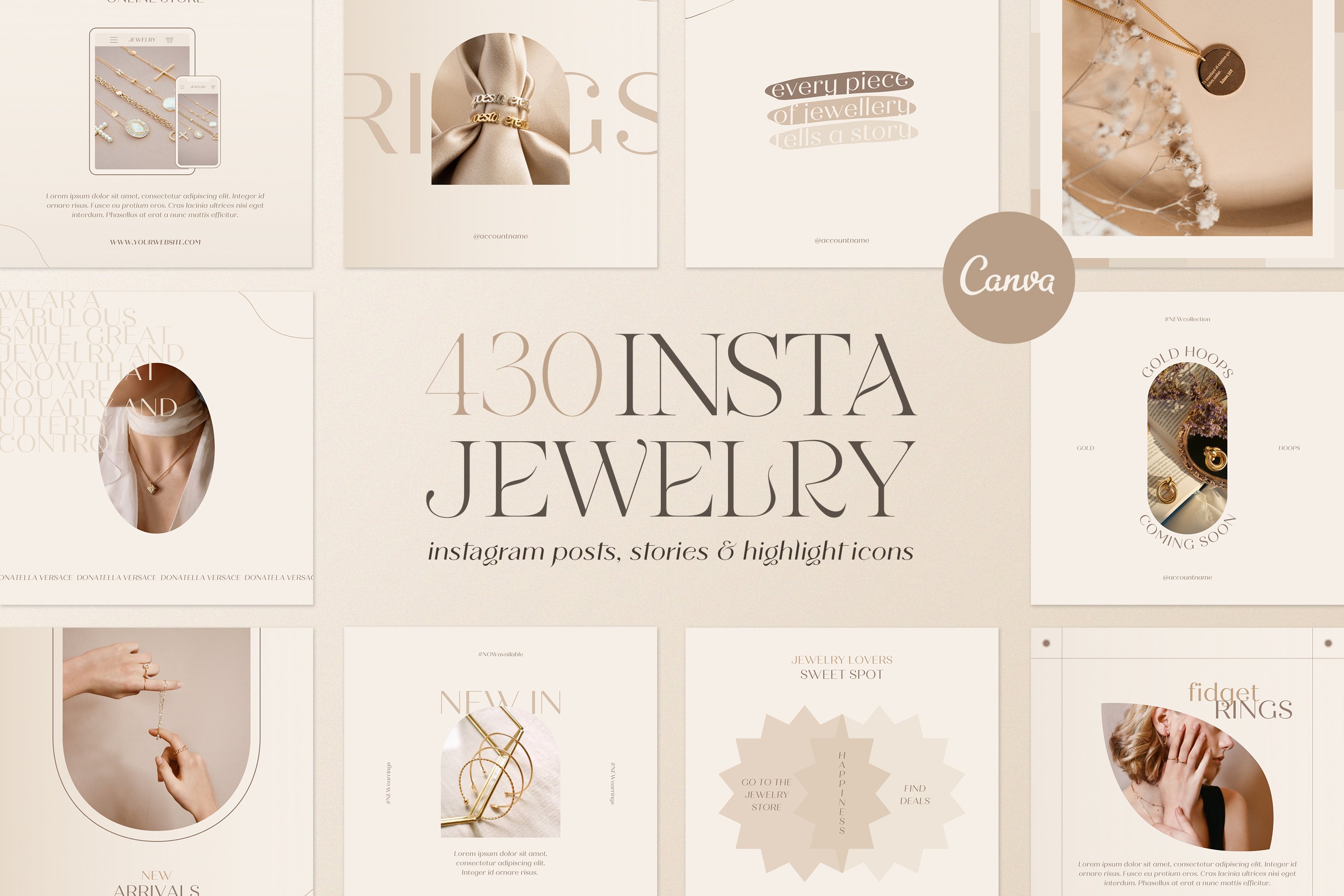 130 Jewelry Instagram Templates Jewellery Canva Templates