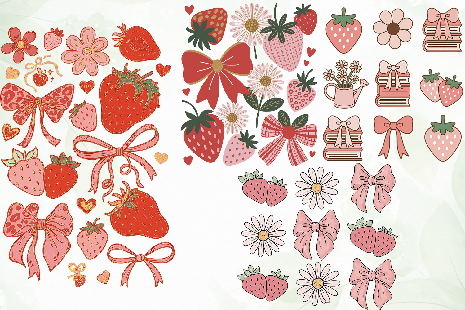 Coquette Strawberry Clipart (5732597), image size:1500x1000