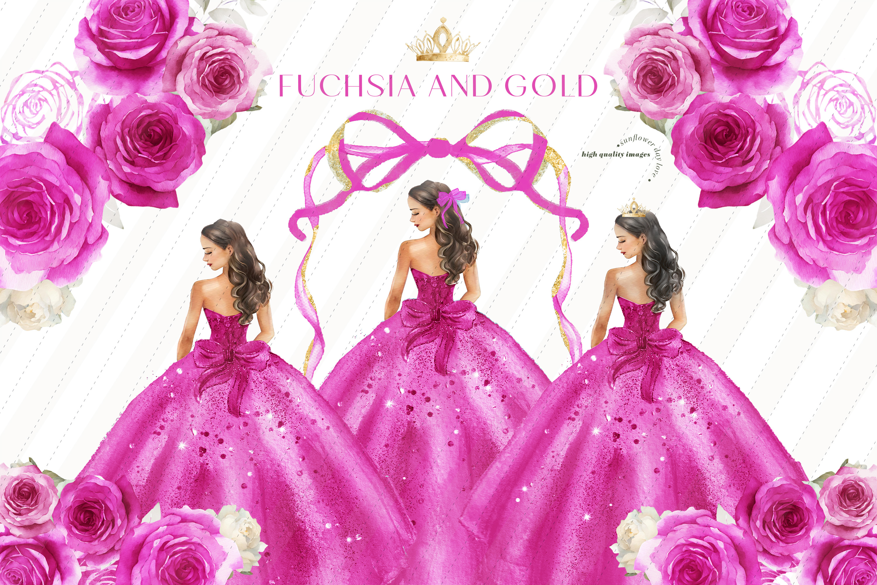 fuchsia and gold quinceanera dresses Amarra 54218 Long 3D Floral Glitter Ball Gown Quinceanera Dress – The Dress  Outlet main image 0