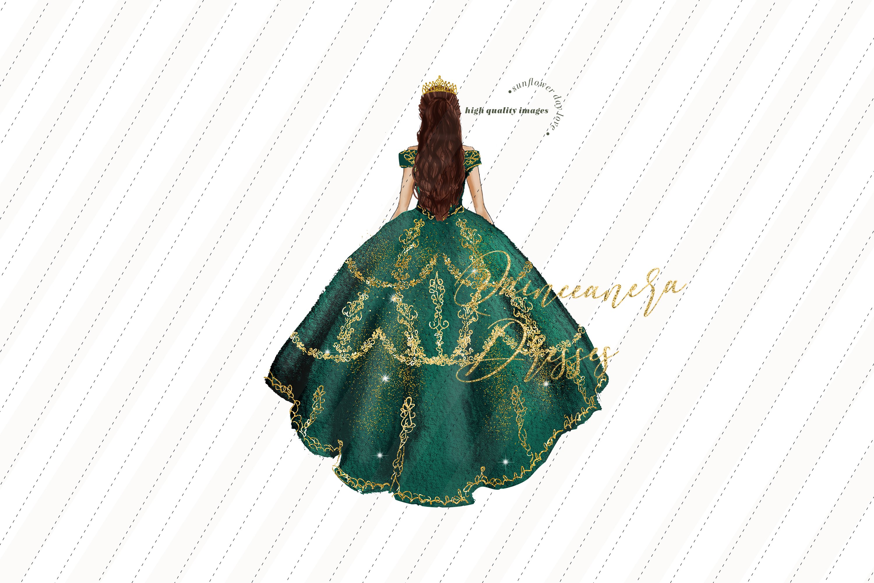 emerald green princess dress clipart Emerald Green Princess Clipart, Gold Crown Glitter