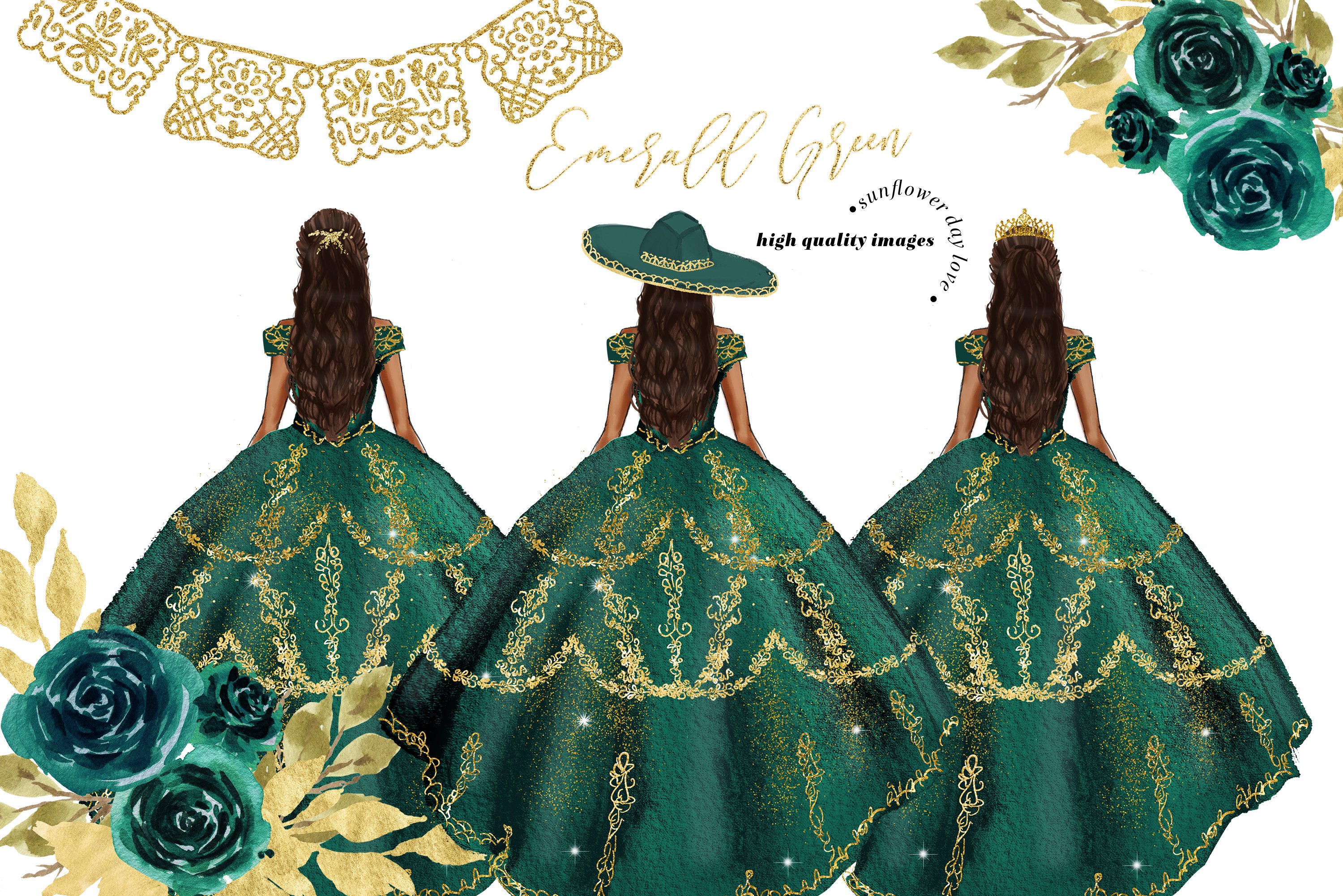 emerald green princess dress clipart Emerald Green Princess Dress Butterfly Clipart