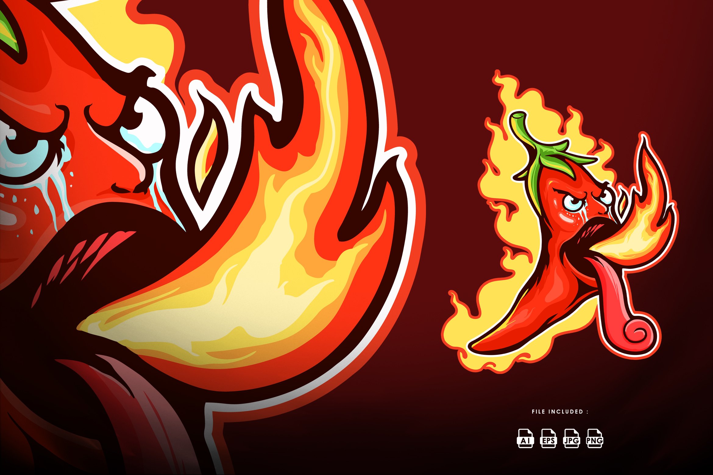 Red Hot Chili Peppers Mascot Logo Vector Illustration