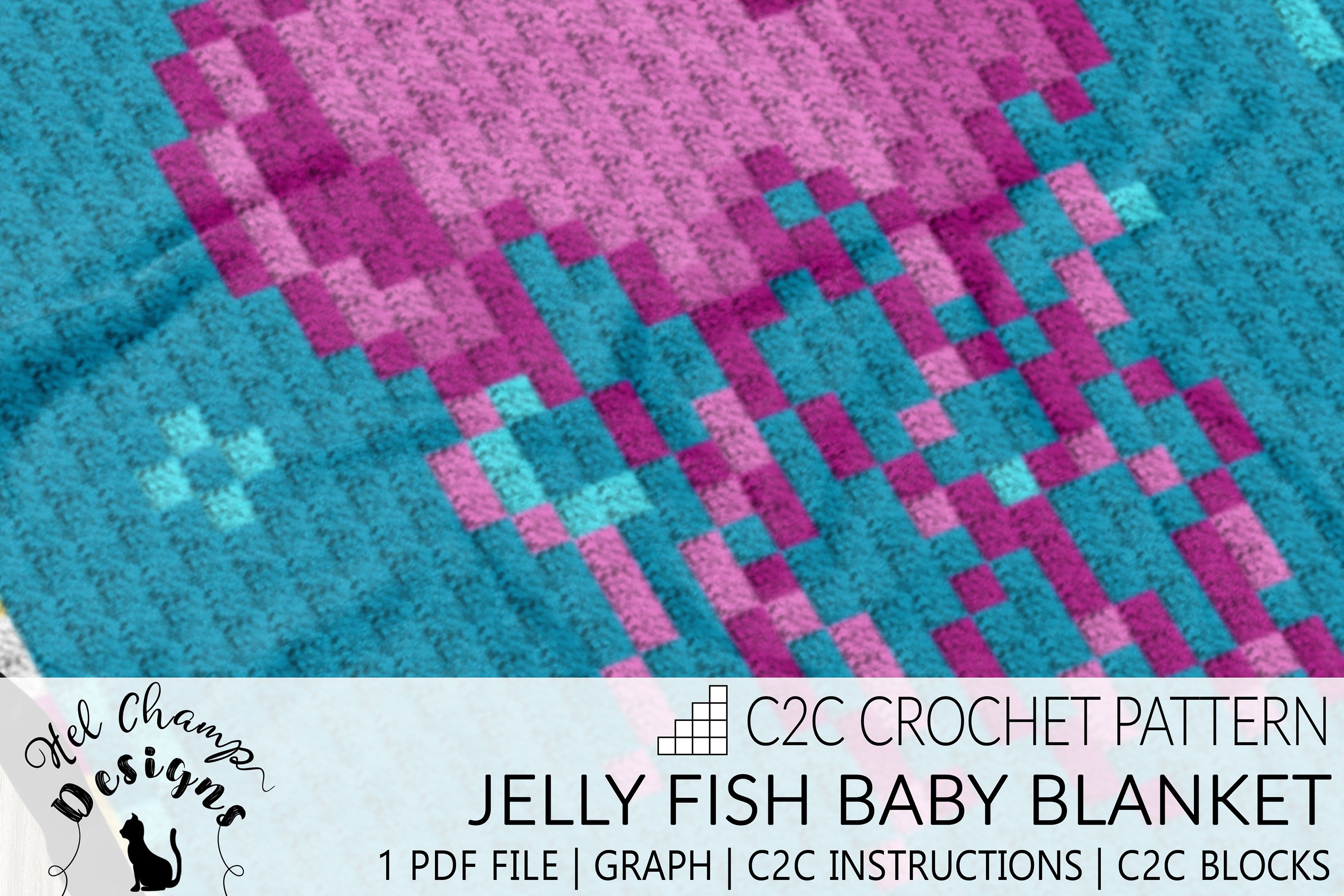 Jelly Fish Baby Blanket C2C Crochet Pattern