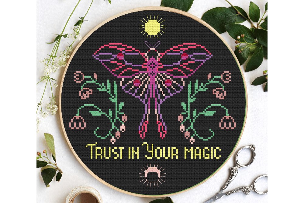 Self love quote Cross stitch pattern PDF Download Magic Moth self-love-quote-cross-stitch-pattern-pdf-download-magic-moth