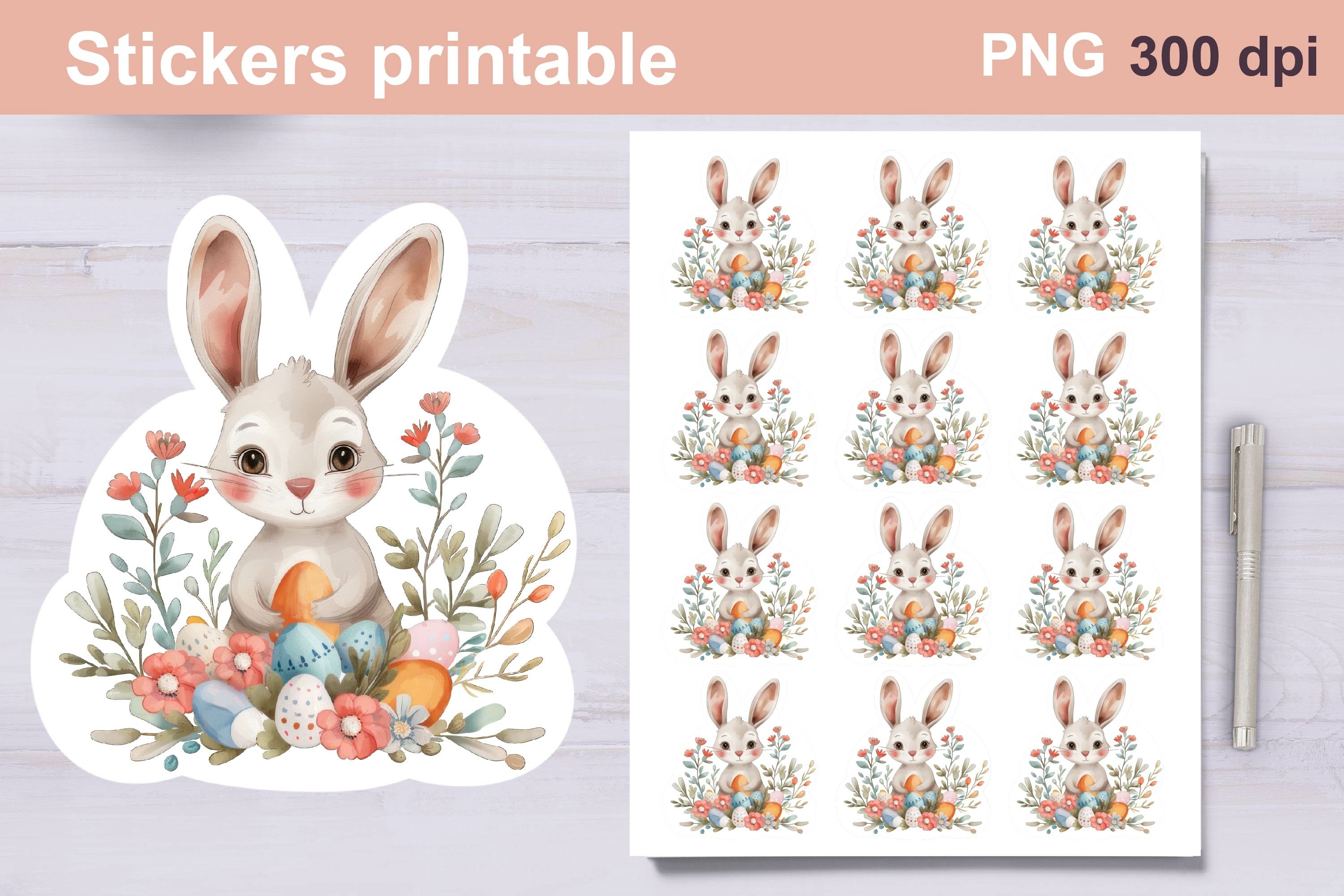 Oster Sticker Easter Stickers Easter Bunny Stickers 500-Pack - Sparkly Rabbit Decals ...